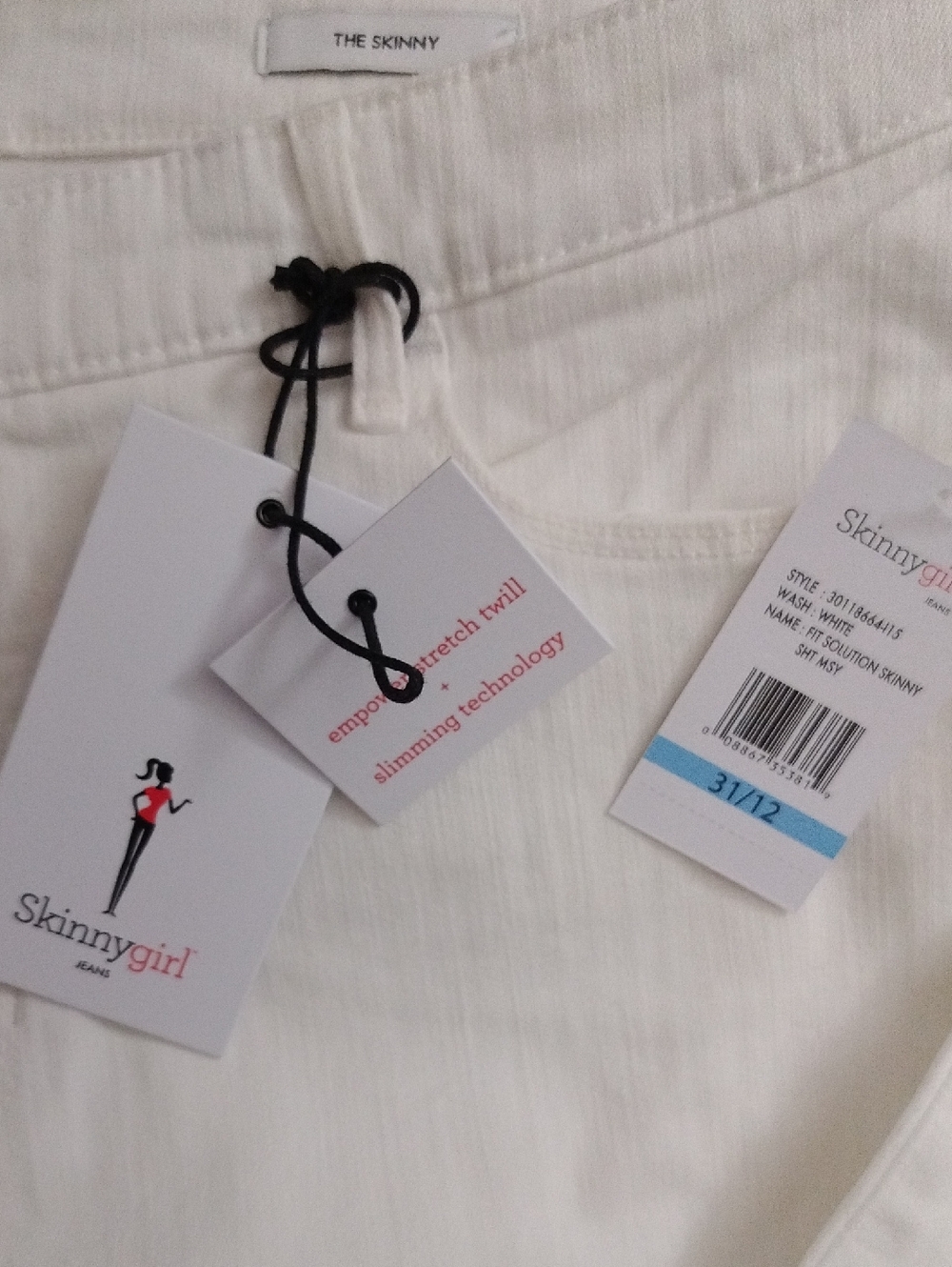 Skinnygirl The Skinny Fit Solution Denim Mid Rise Stretch White Women’s 32/12 - Picture 3 of 11
